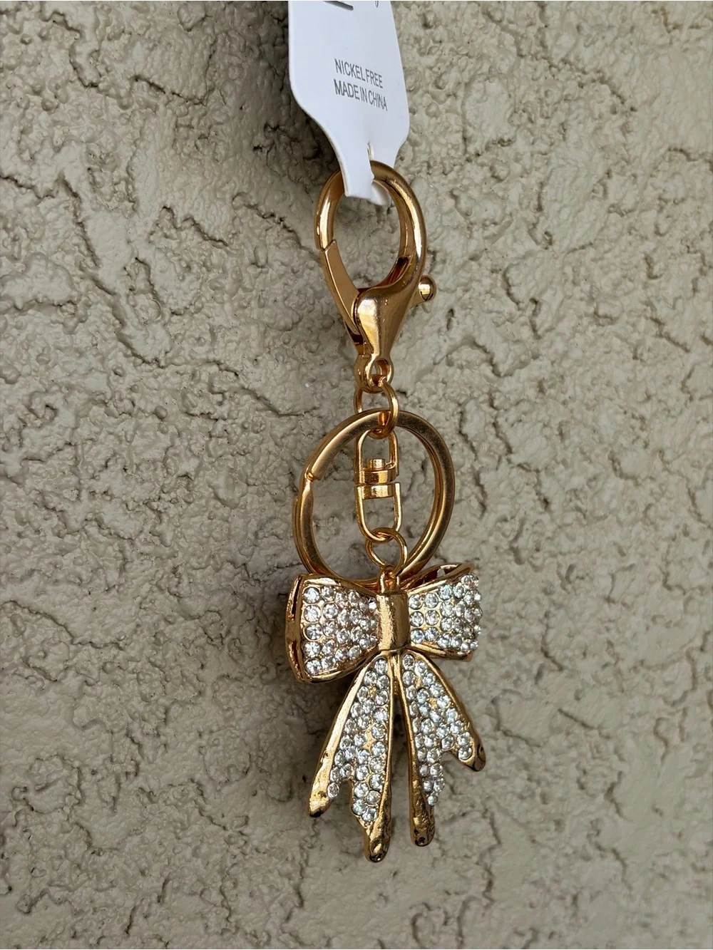 Sparkling Gold Bow Crystal Keychain/Bag Charm
